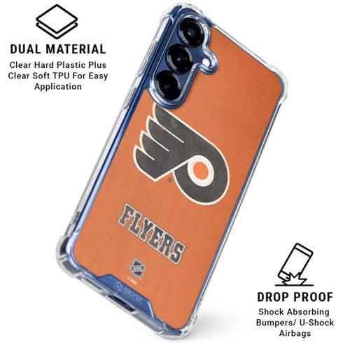 NHL Philadelphia Flyers Distressed Galaxy S25 Clear Case